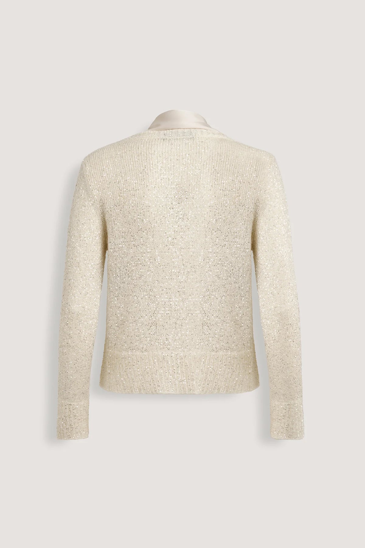 Maglia con paillettes e fiocco di raso Latte