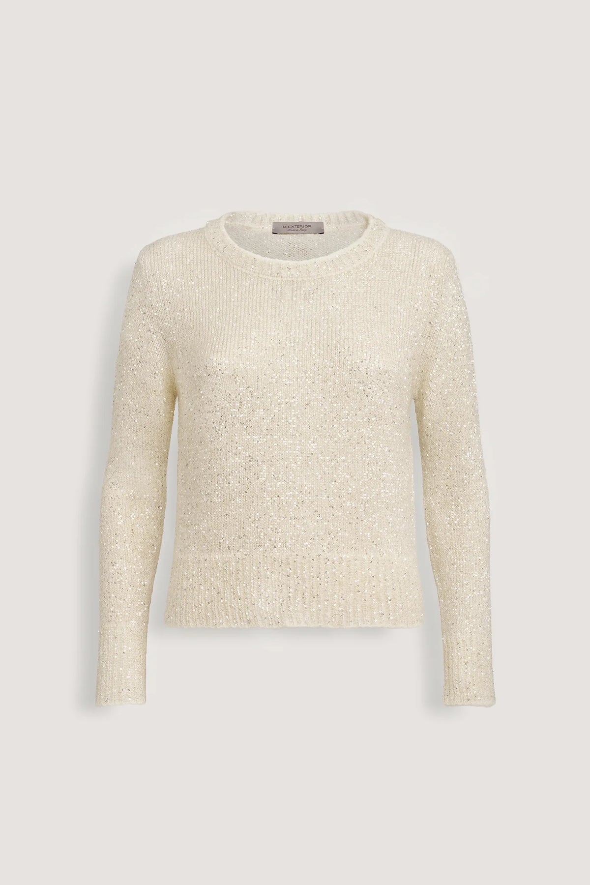 Maglia con paillettes e fiocco di raso Latte