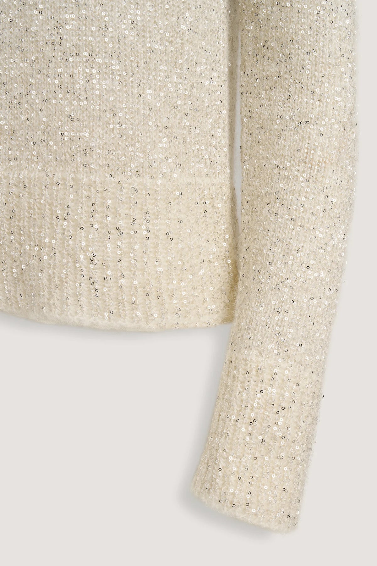 Maglia con paillettes e fiocco di raso Latte