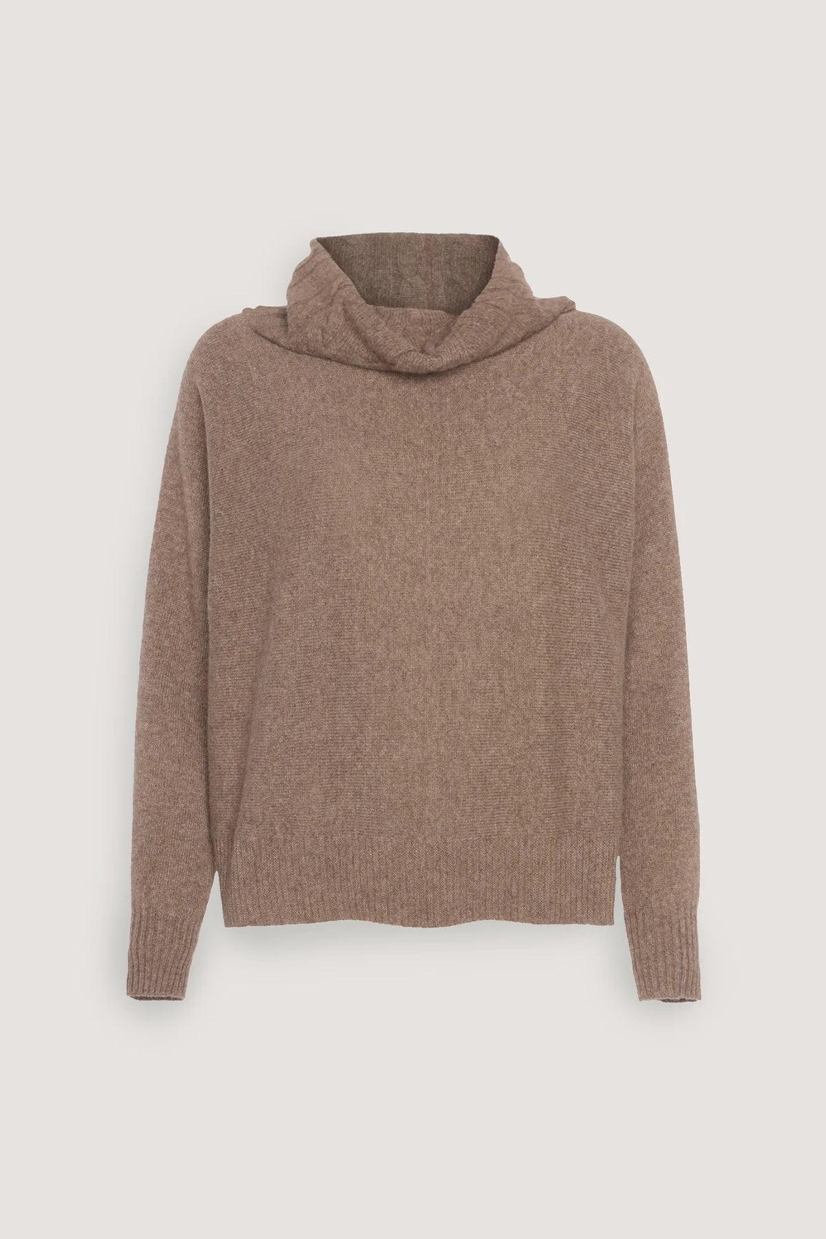 Maglia con collo a trecce in puro cashmere Visone