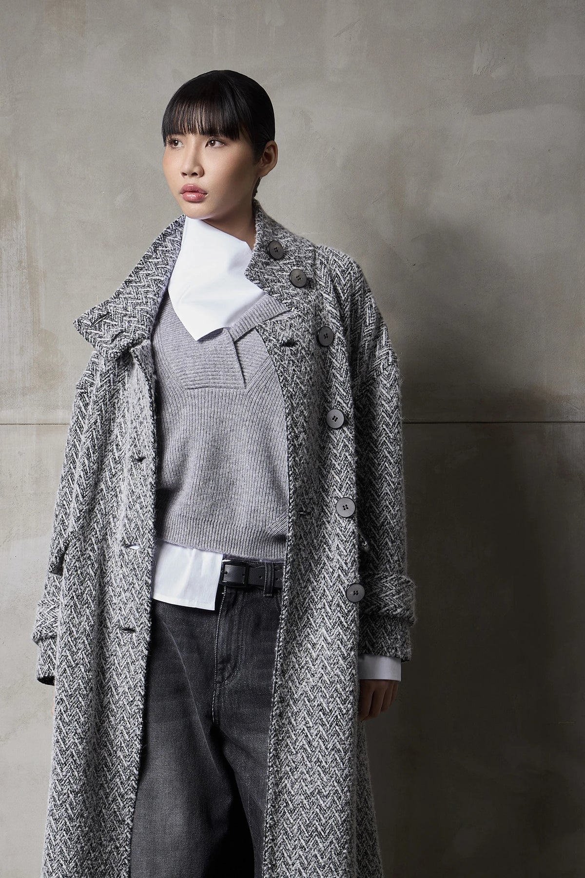 Gilet in puro cashmere a trecce Granito