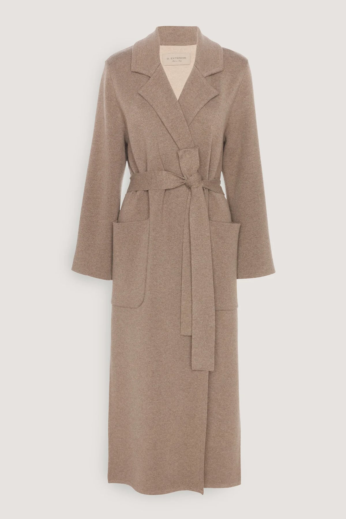 Cappotto lungo in misto cashmere con cintura Visone