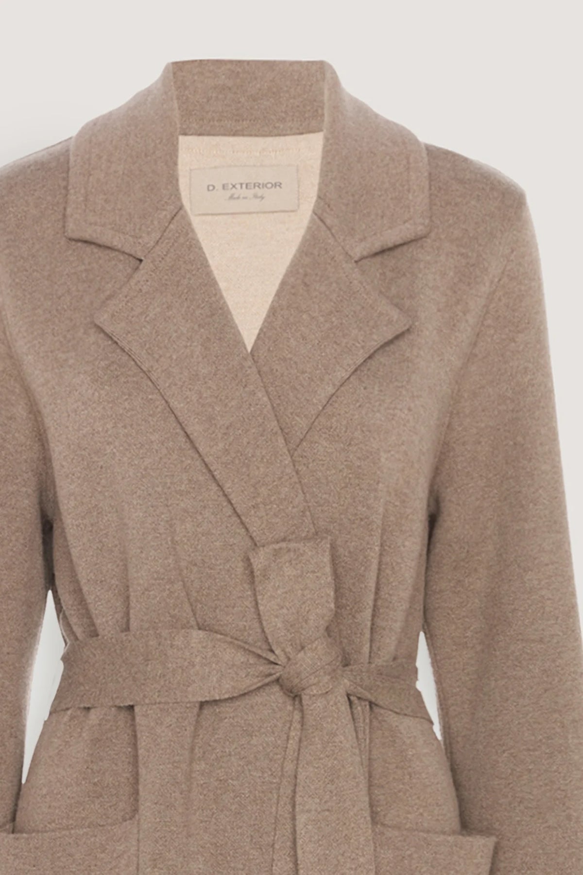 Cappotto lungo in misto cashmere con cintura Visone