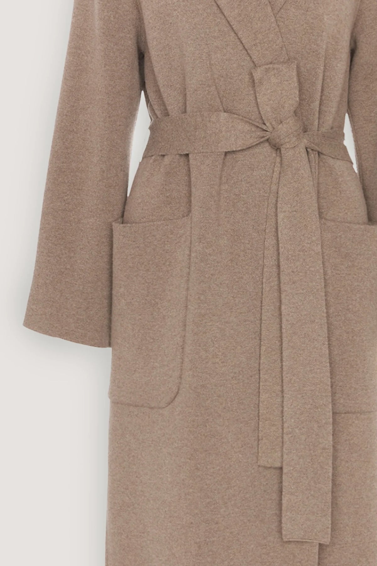 Cappotto lungo in misto cashmere con cintura Visone