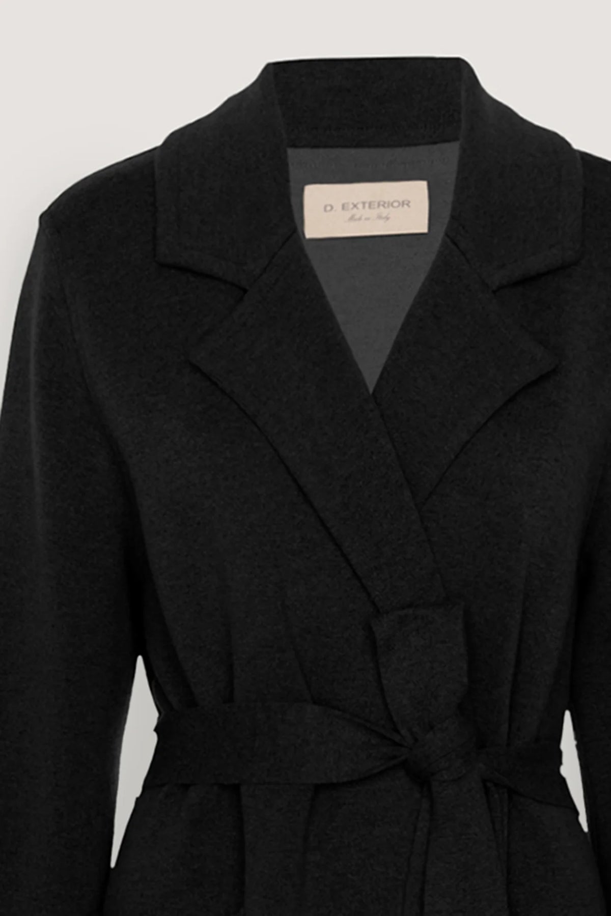 Cappotto lungo in misto cashmere con cintura Nero