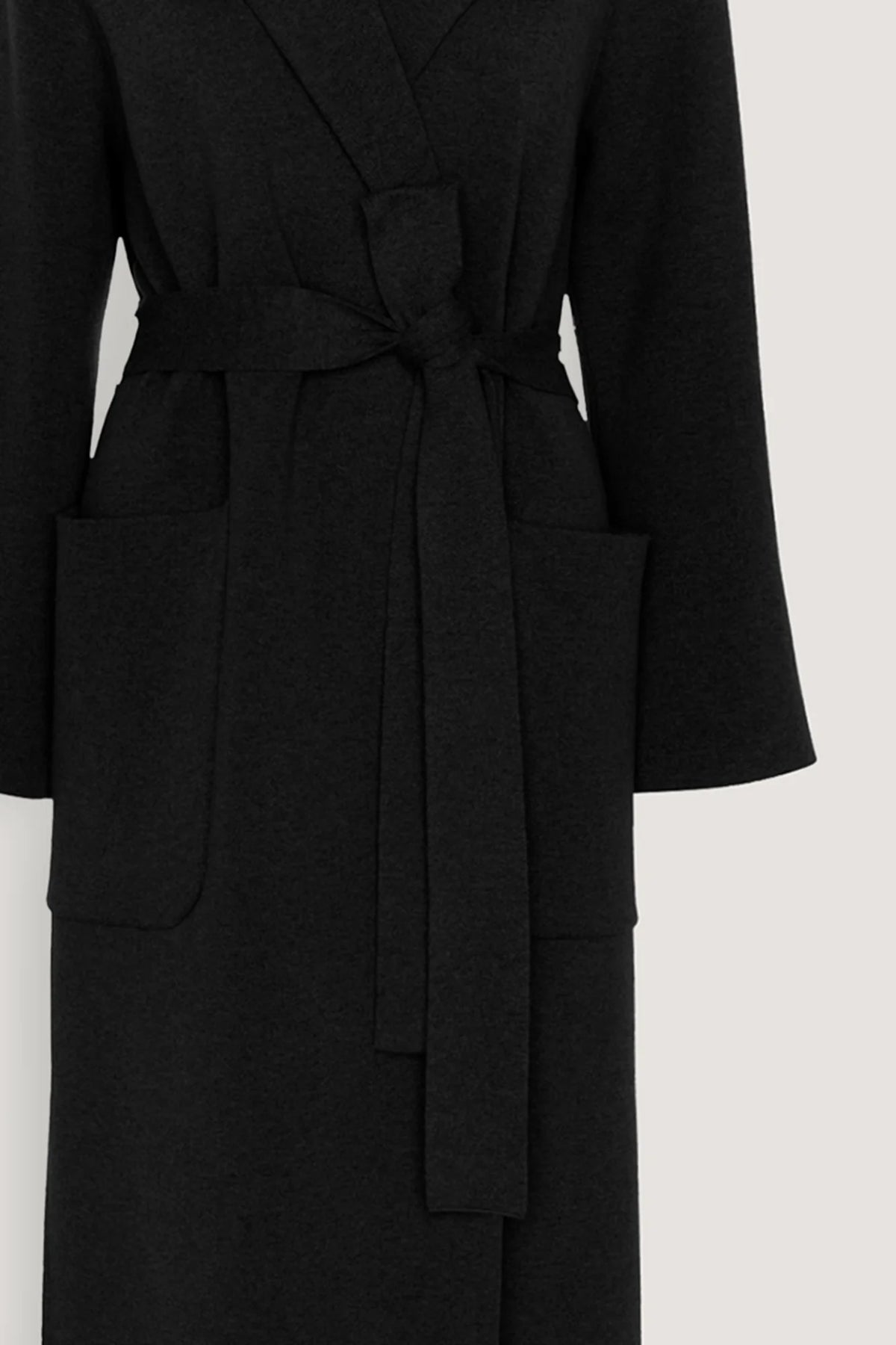 Cappotto lungo in misto cashmere con cintura Nero