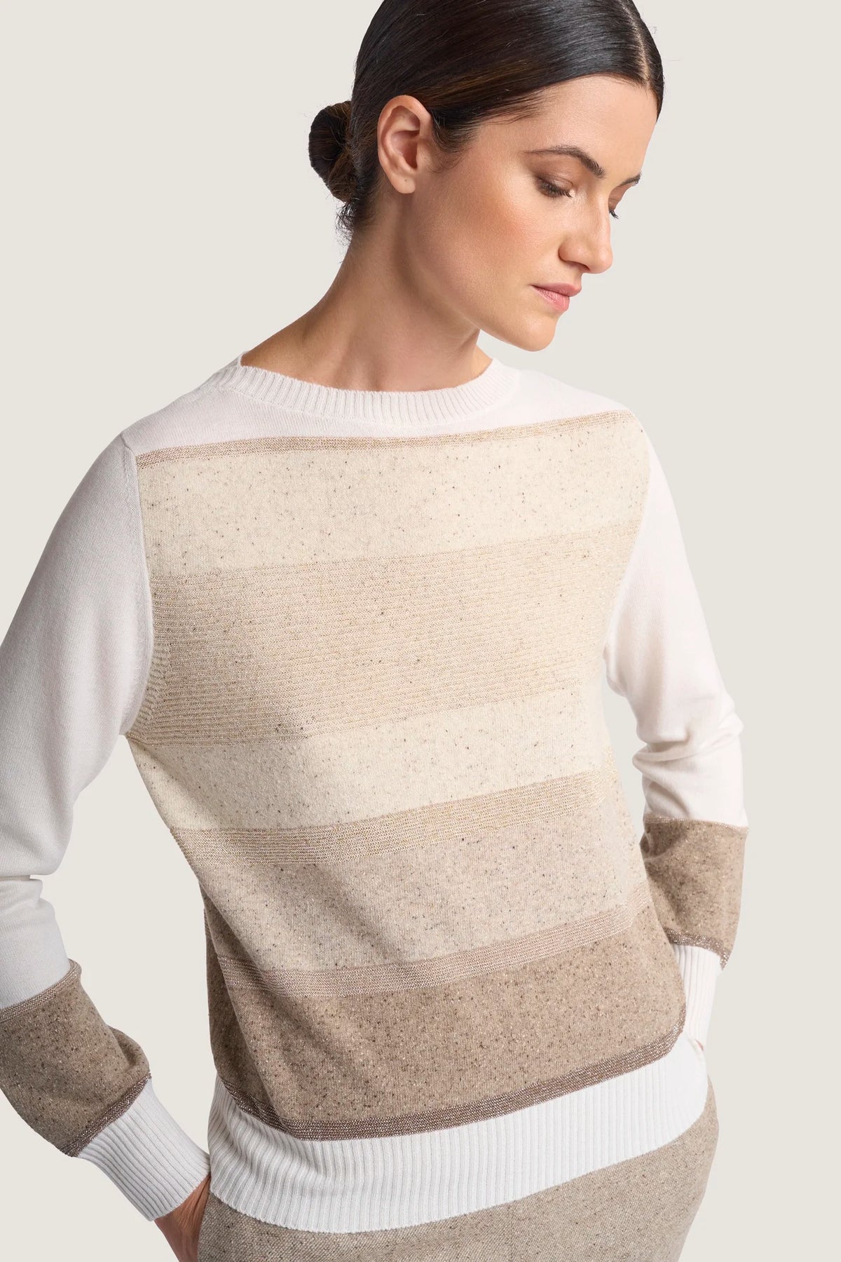 Barchetta in righe di tweed Latte