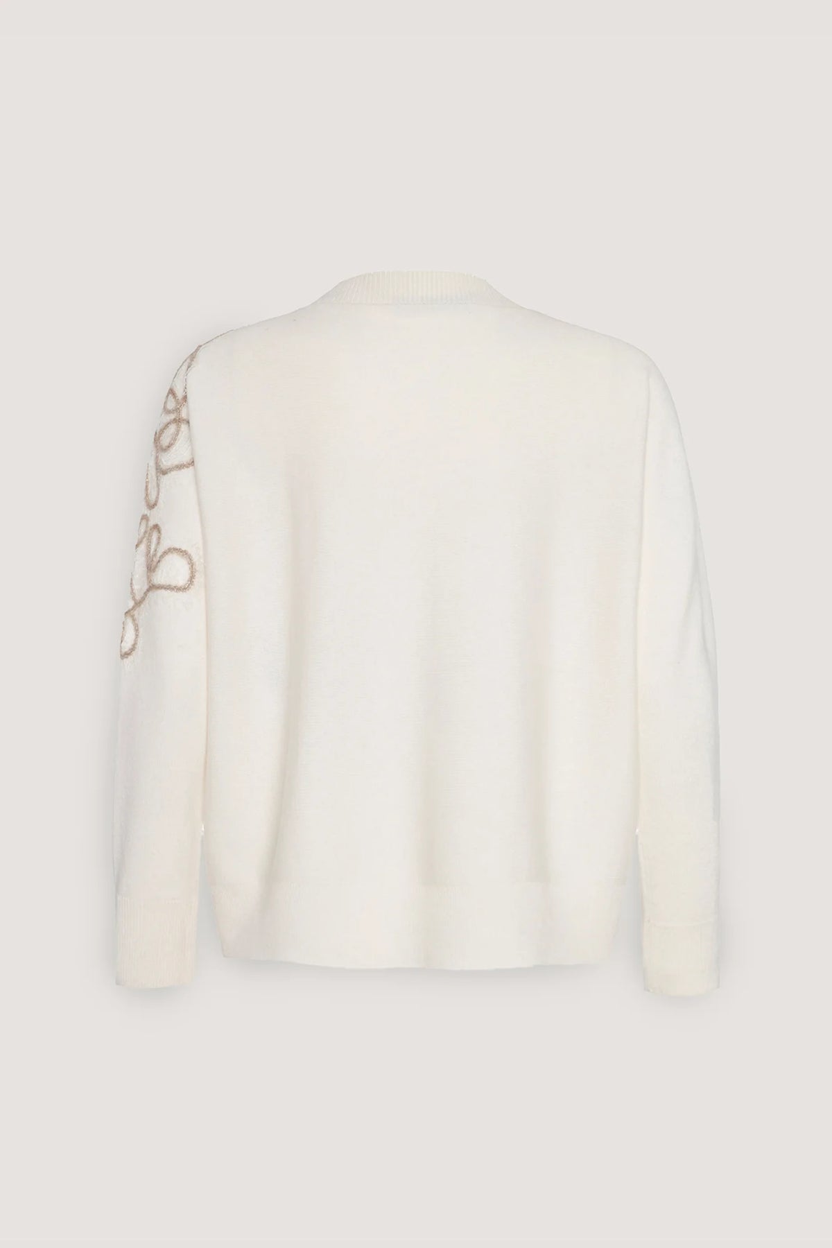 Girocollo in misto cashmere con pizzo Latte
