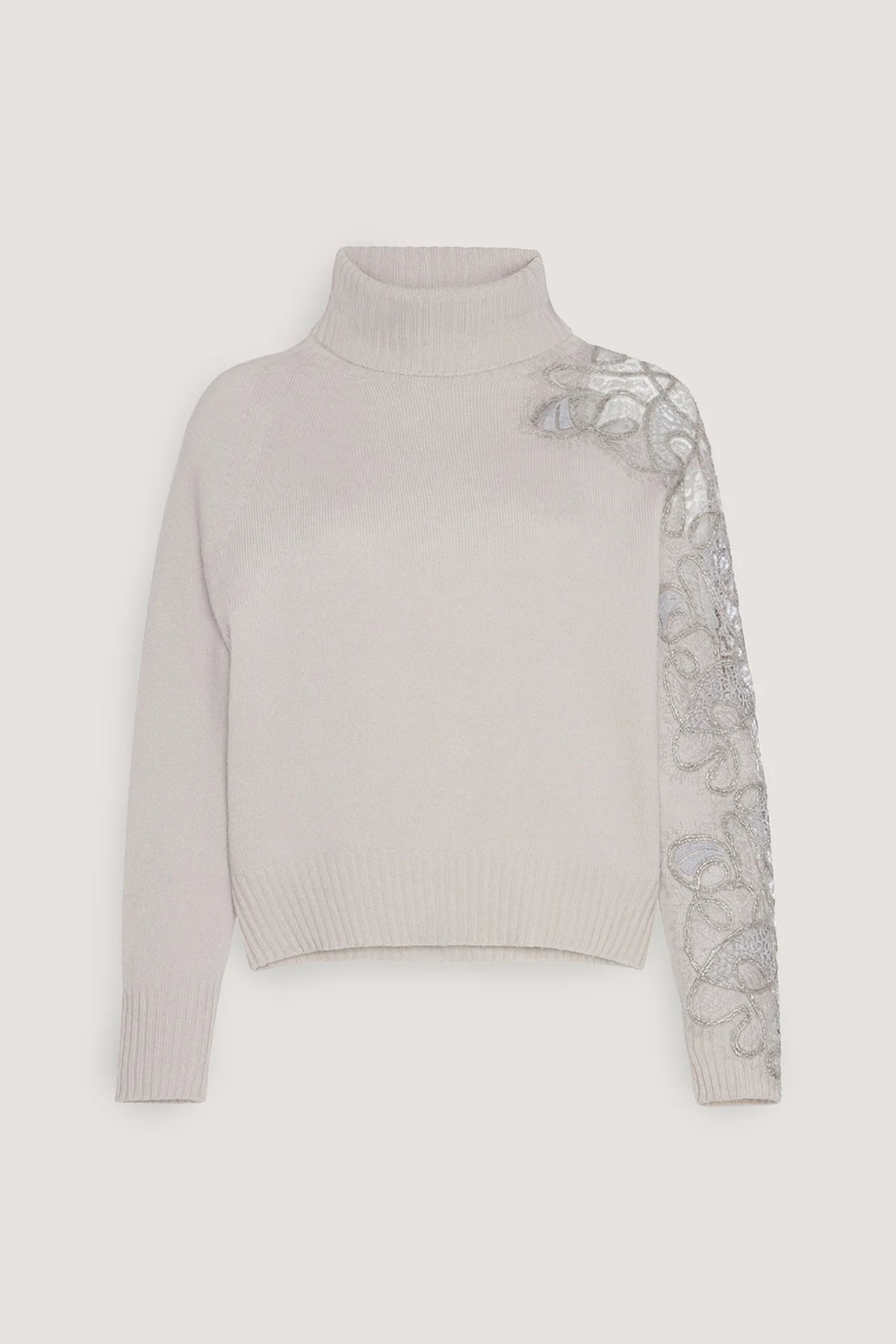 Dolcevita in misto cashmere con pizzo Resina