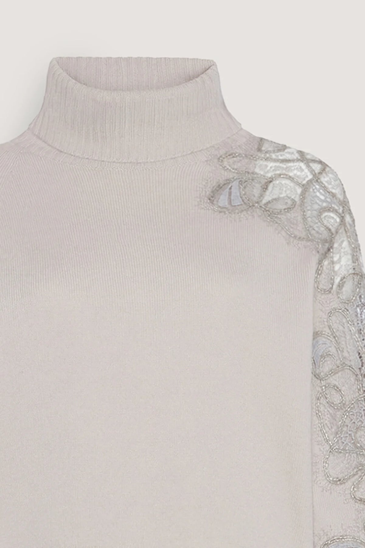 Dolcevita in misto cashmere con pizzo Resina
