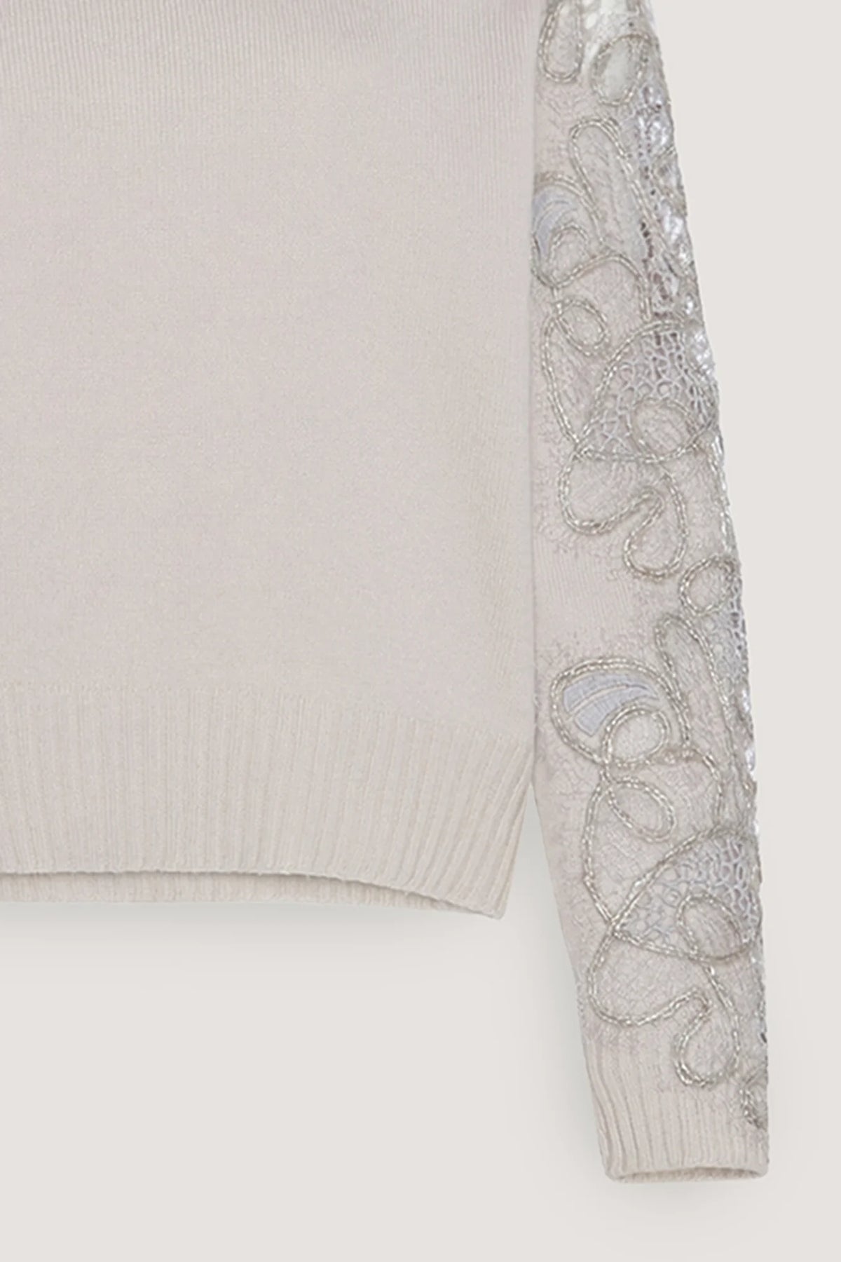 Dolcevita in misto cashmere con pizzo Resina