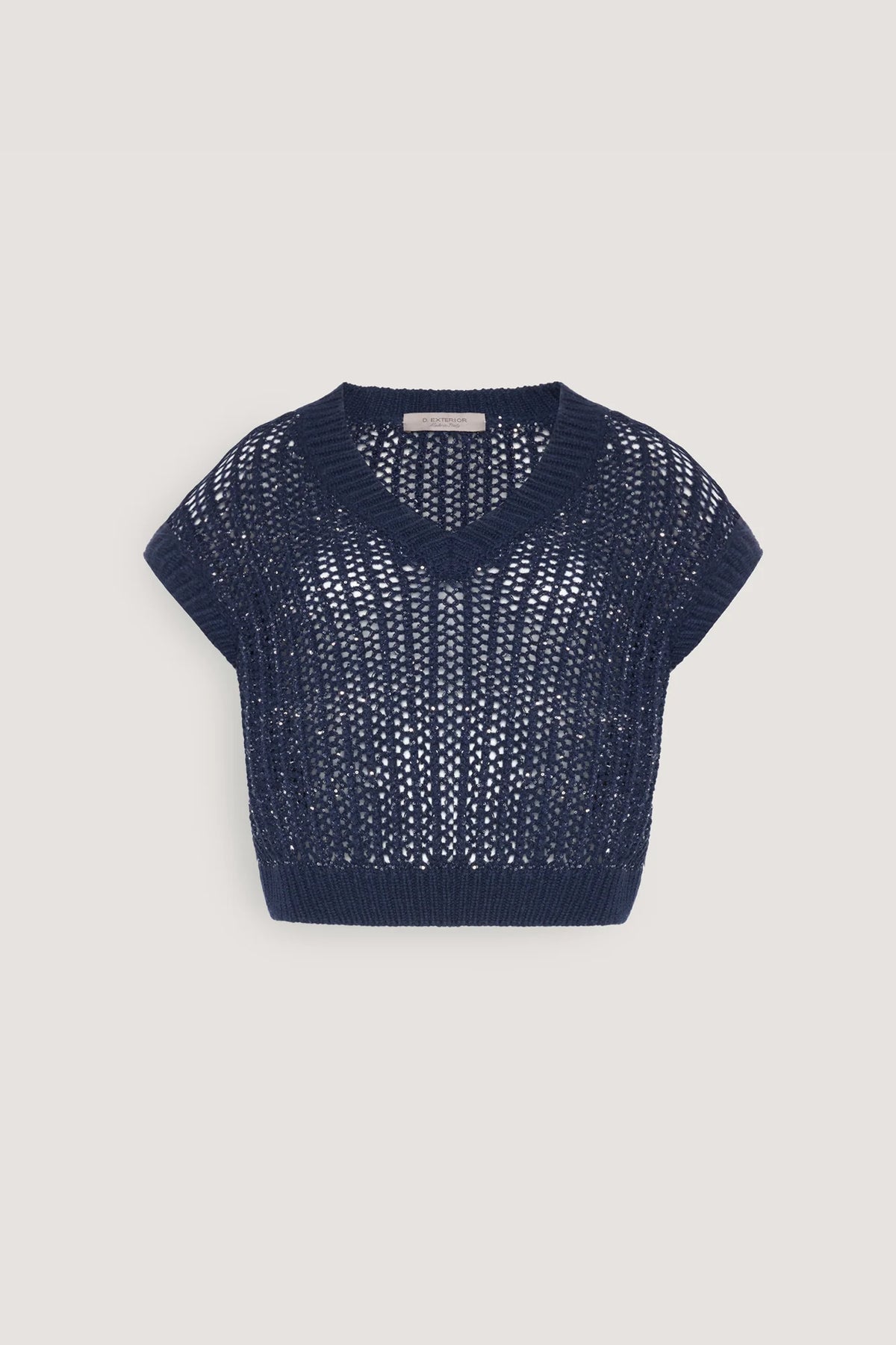 Gilet con trafori e paillettes Blu