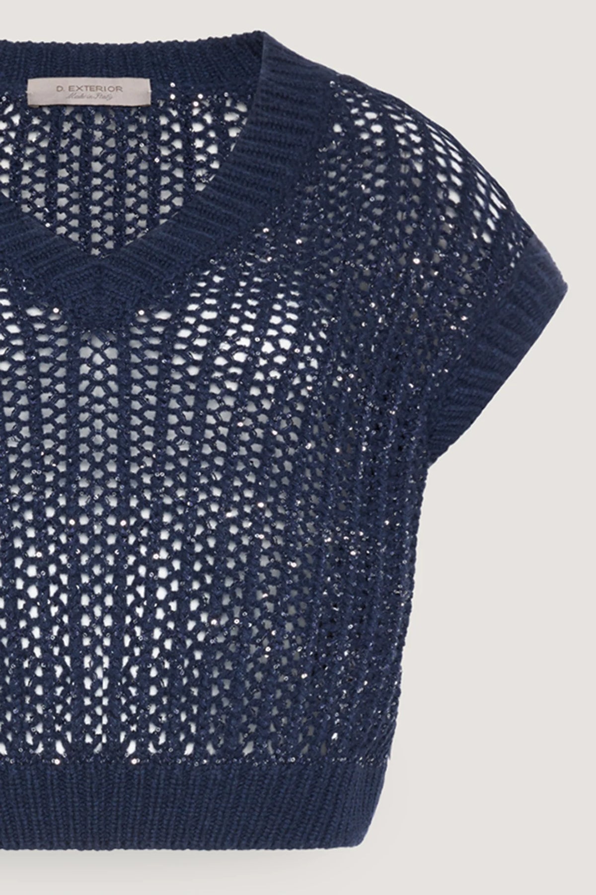 Gilet con trafori e paillettes Blu
