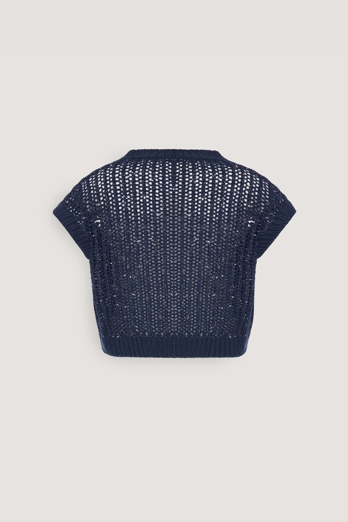 Gilet con trafori e paillettes Blu