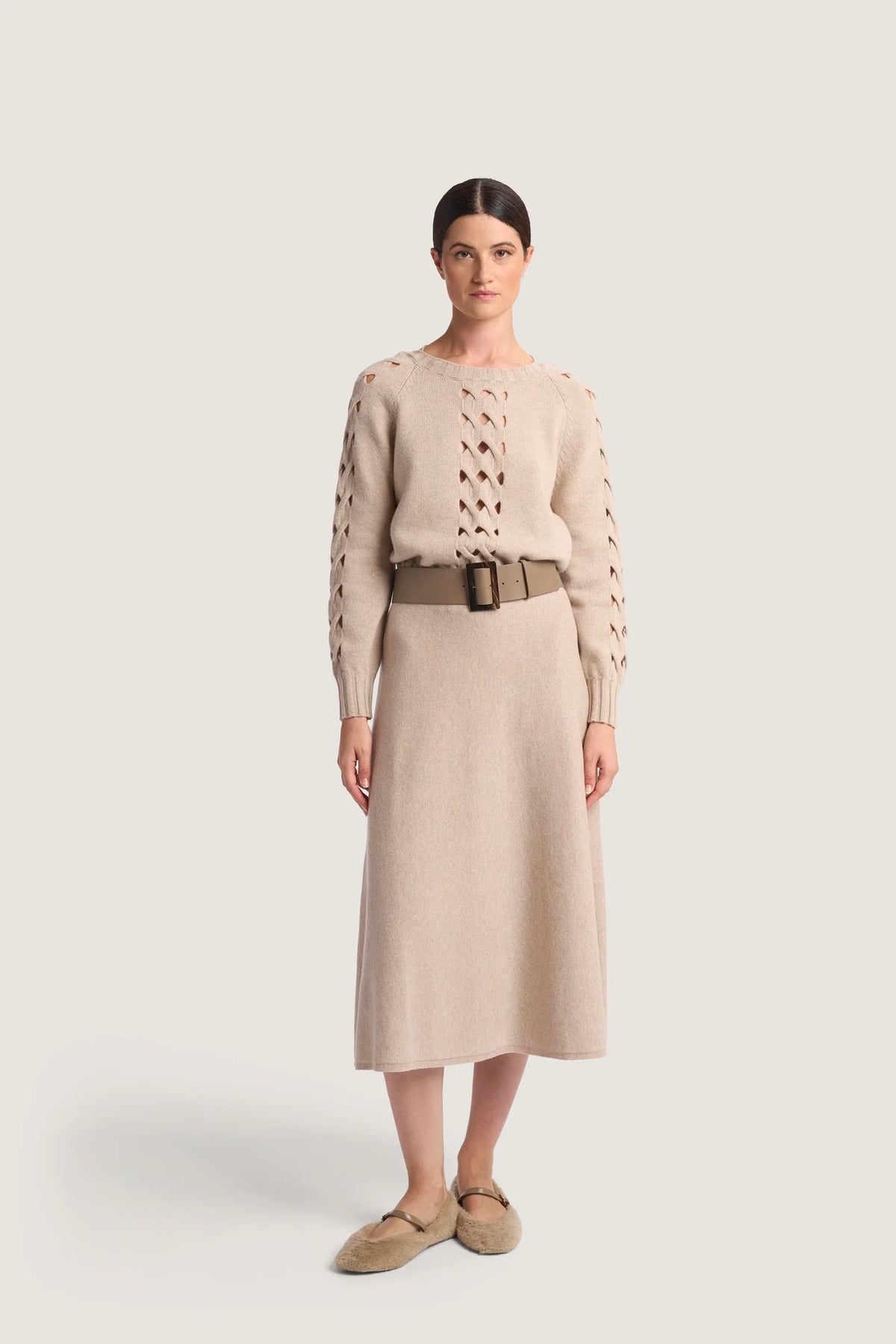 Gonna svasata in misto cashmere Deserto