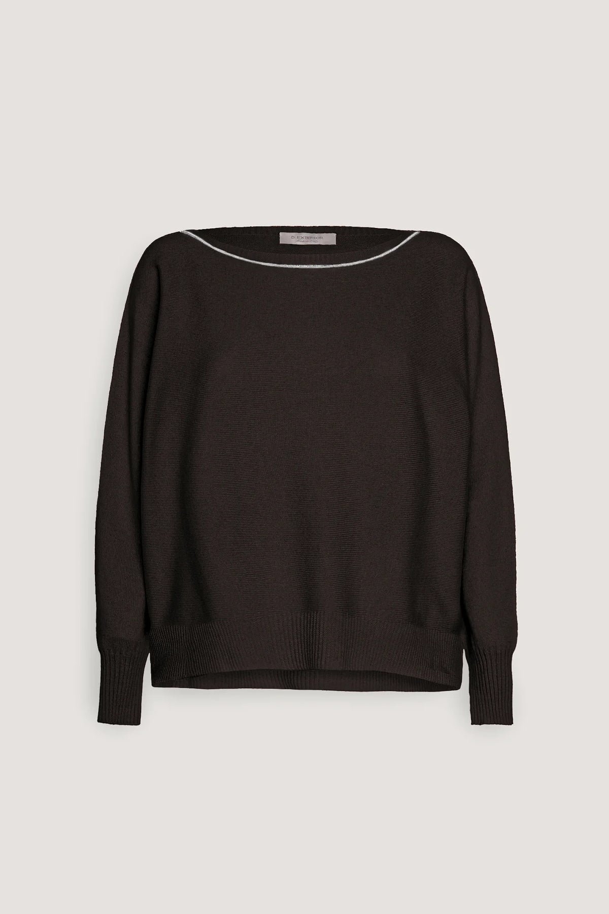Barchetta in misto cashmere con catenella Caffè