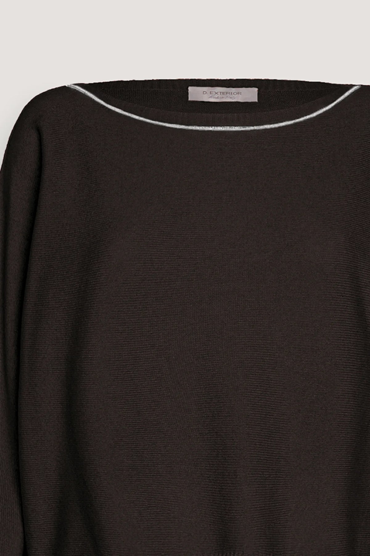 Barchetta in misto cashmere con catenella Caffè