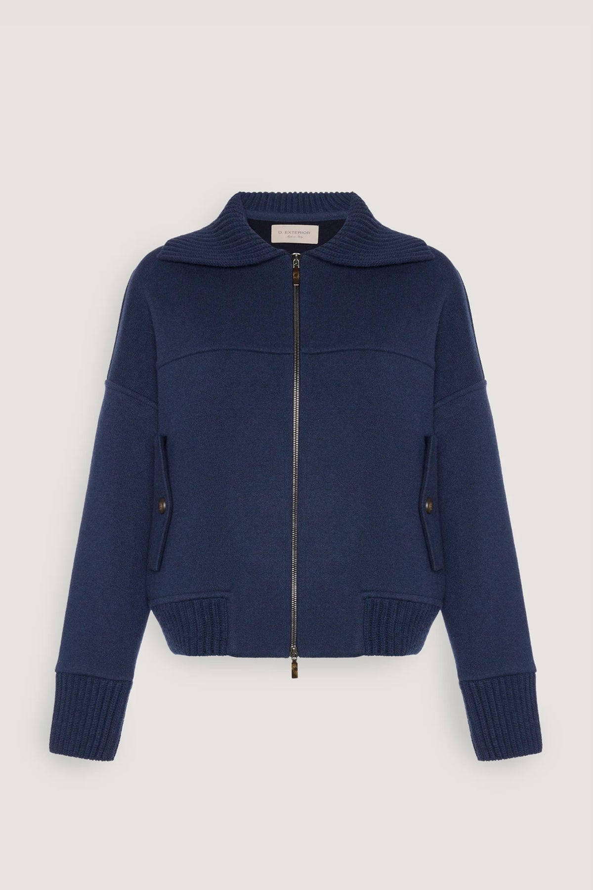 Bomber in misto cashmere Blu