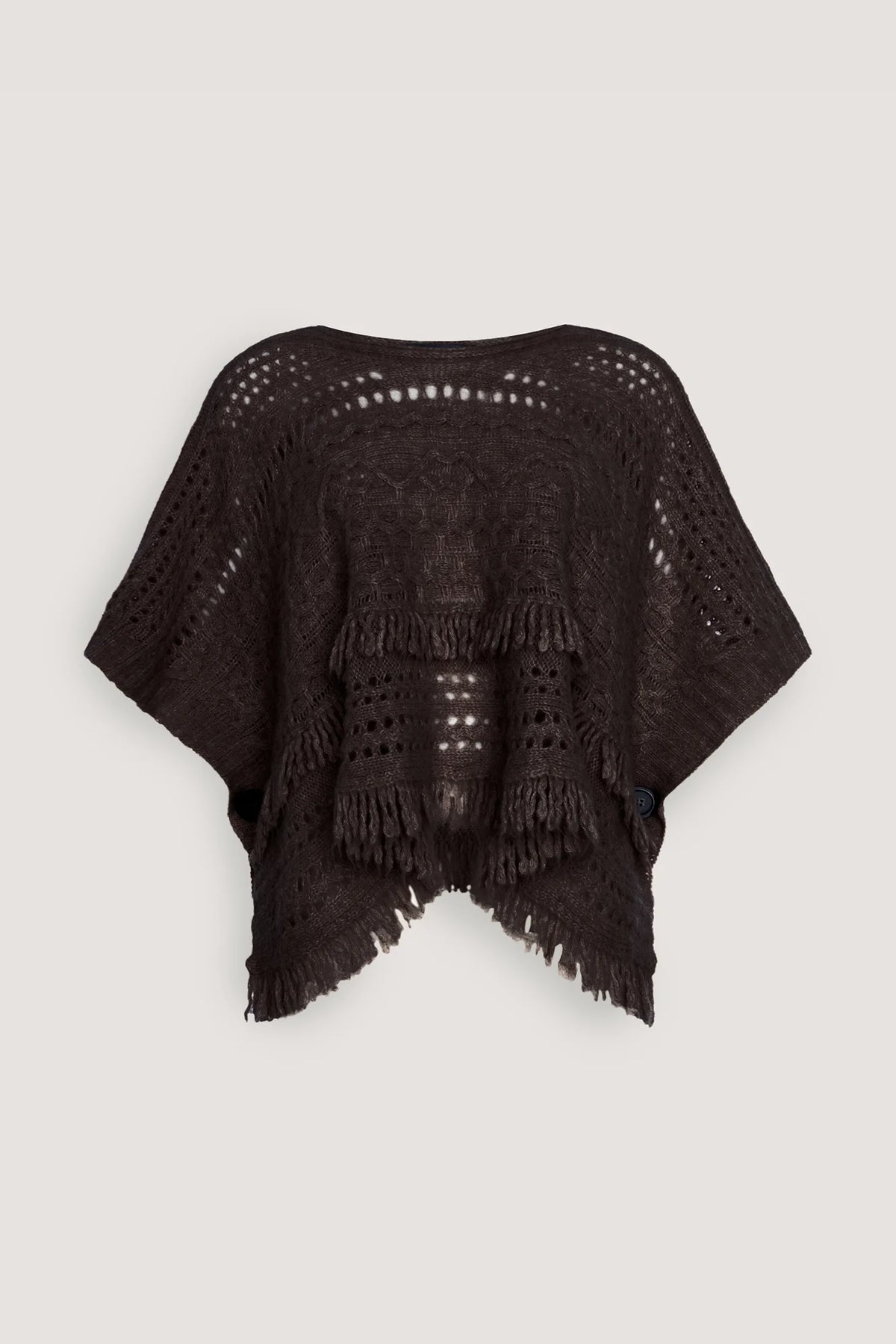 Pocho reversibile in alpaca a trecce Caffè