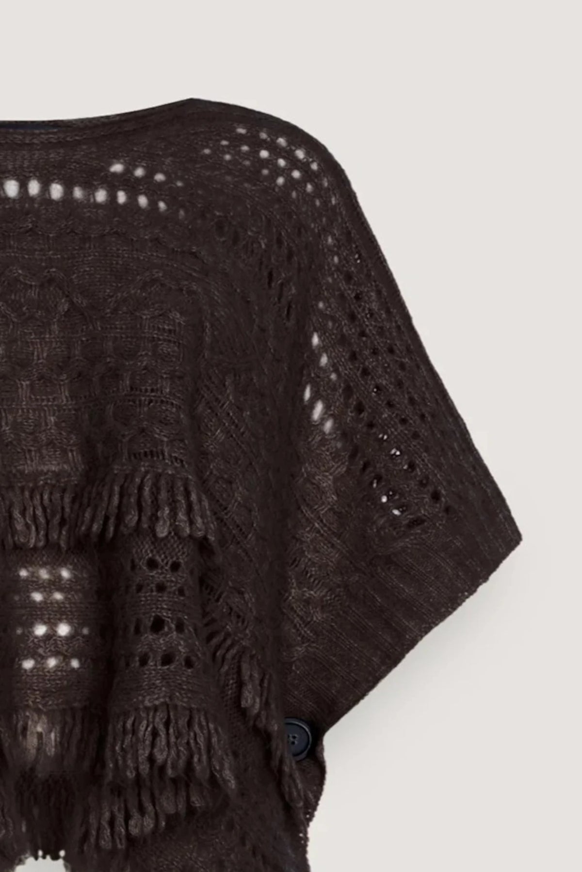 Pocho reversibile in alpaca a trecce Caffè