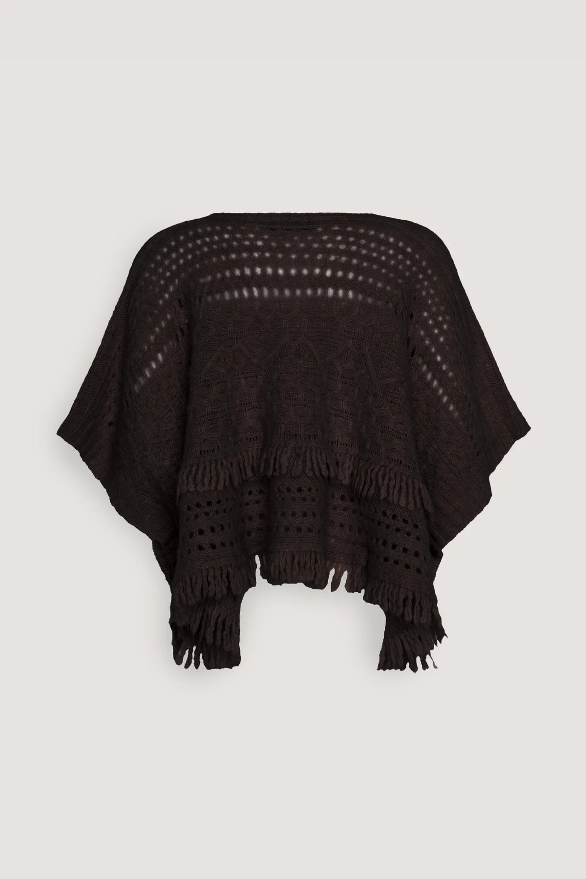 Pocho reversibile in alpaca a trecce Caffè