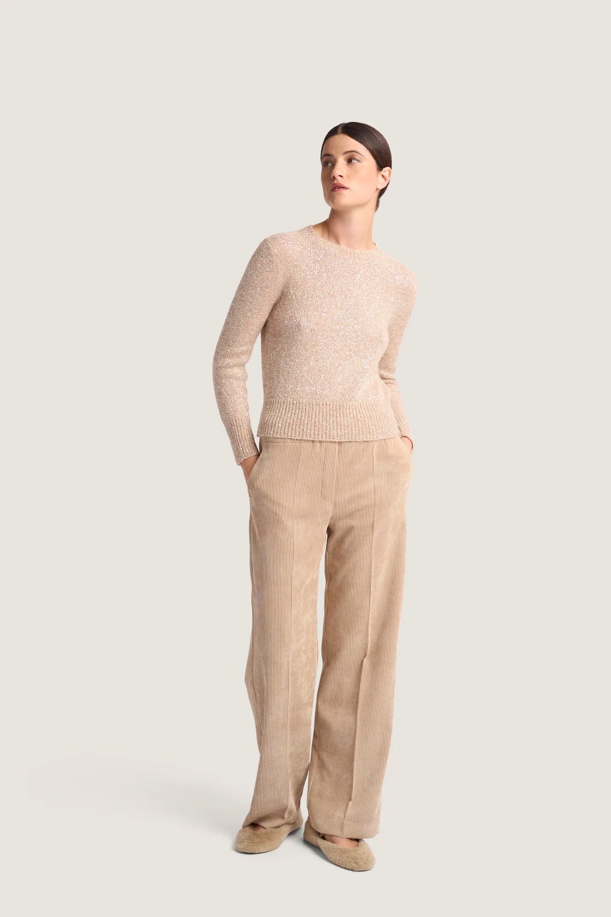 Maglia in alpaca e pailletes Miele