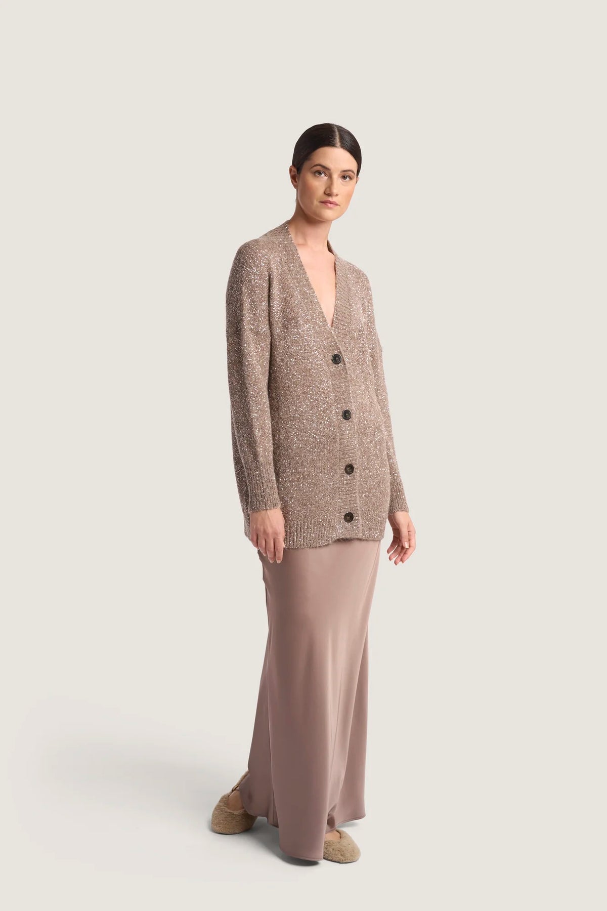 Cardigan in alpaca e pailletes Castoro