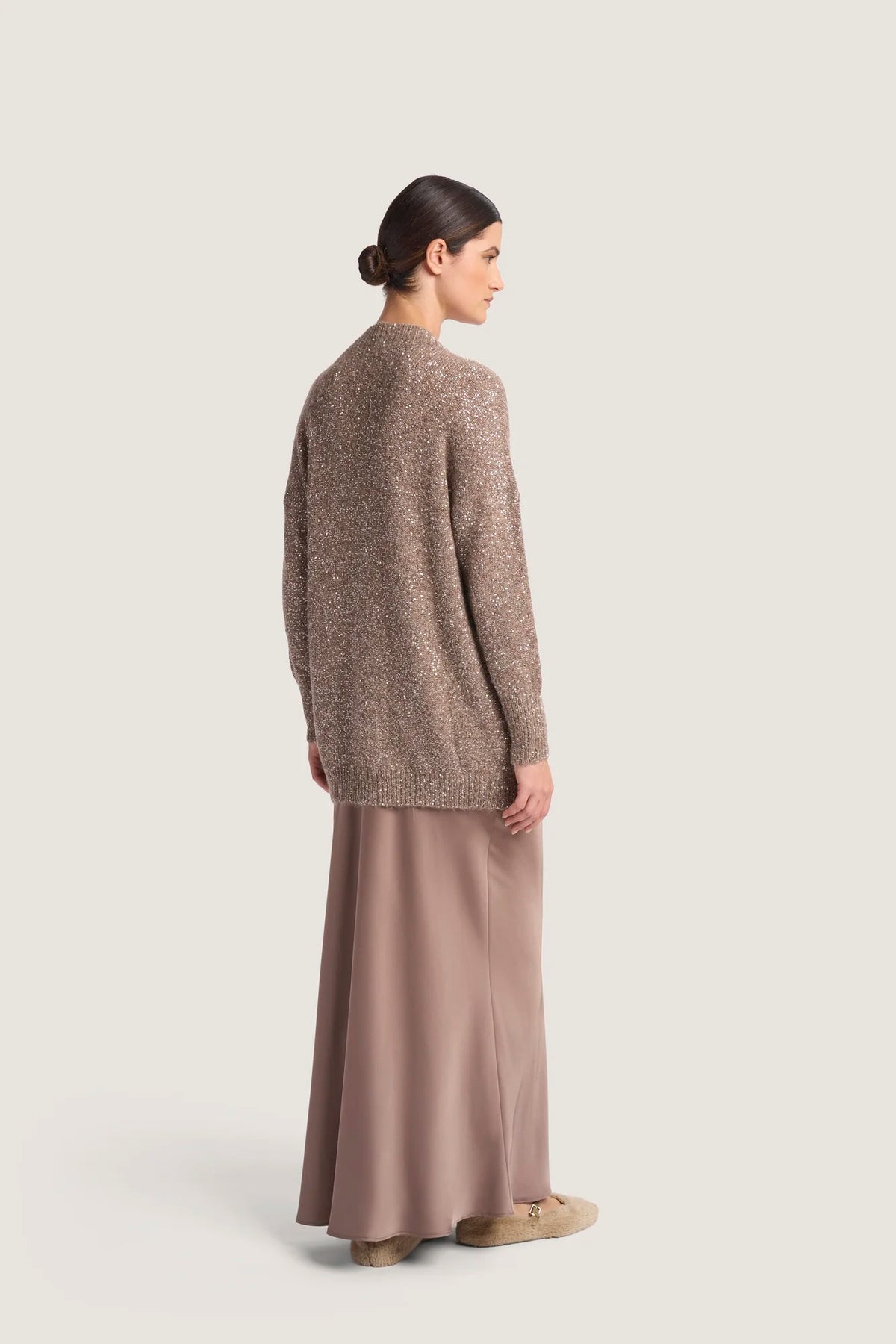 Cardigan in alpaca e pailletes Castoro