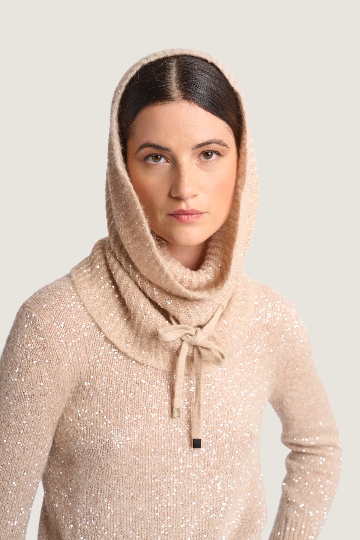Balaclava in alpaca e paillettes Miele