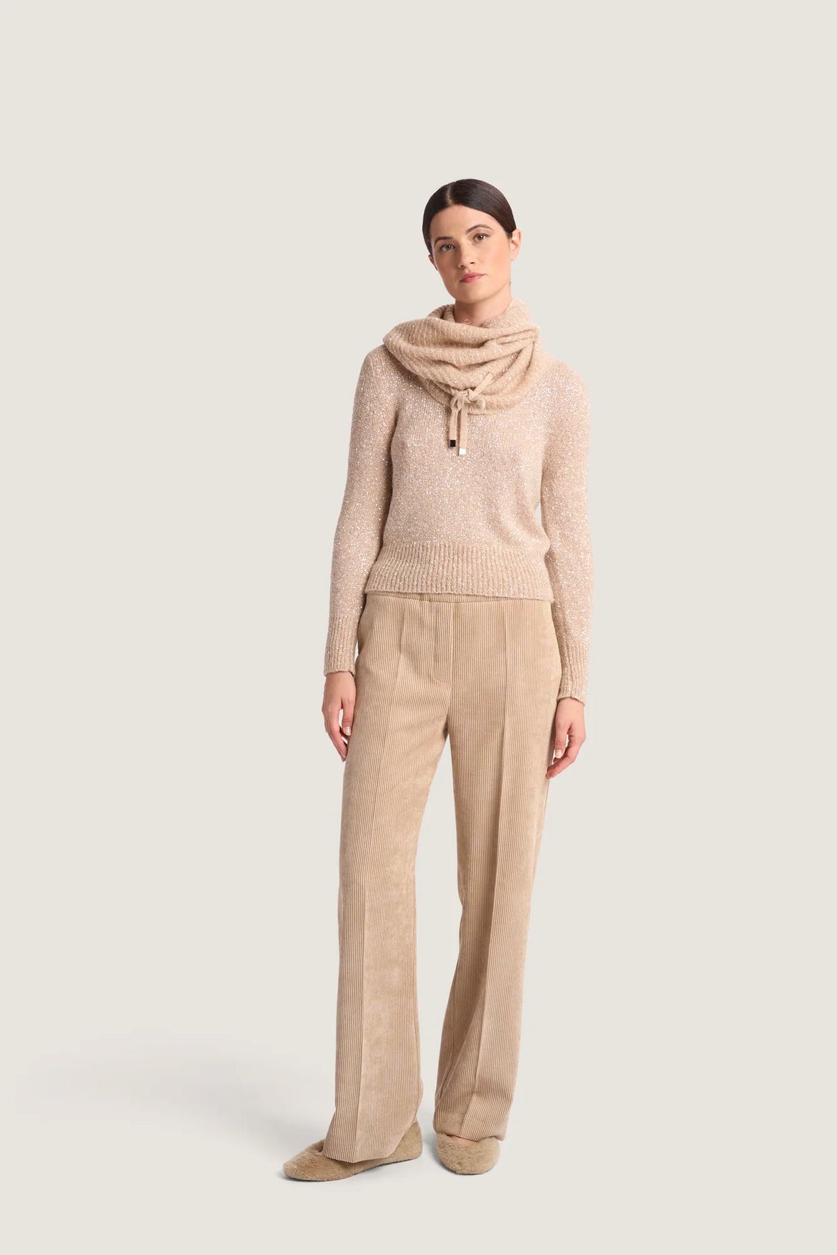 Balaclava in alpaca e paillettes Miele