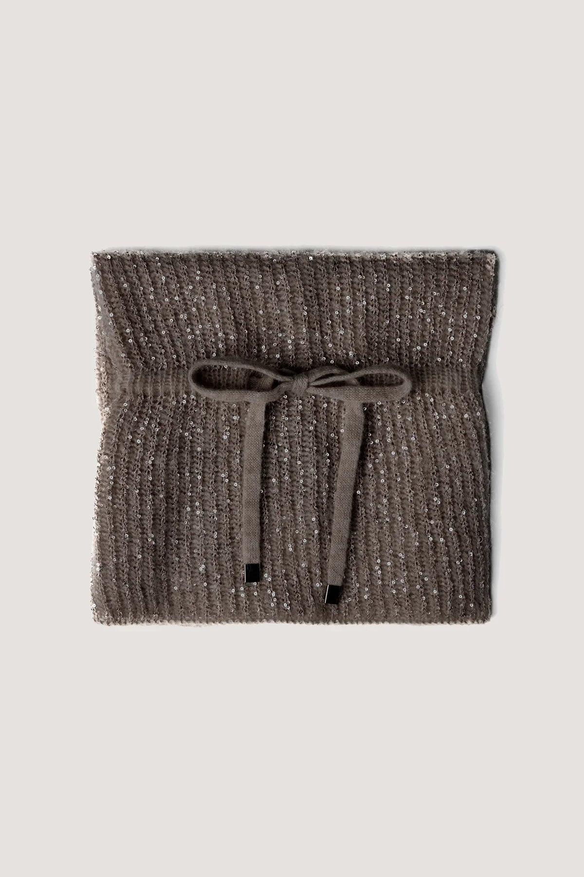 Balaclava in alpaca e paillettes Visone