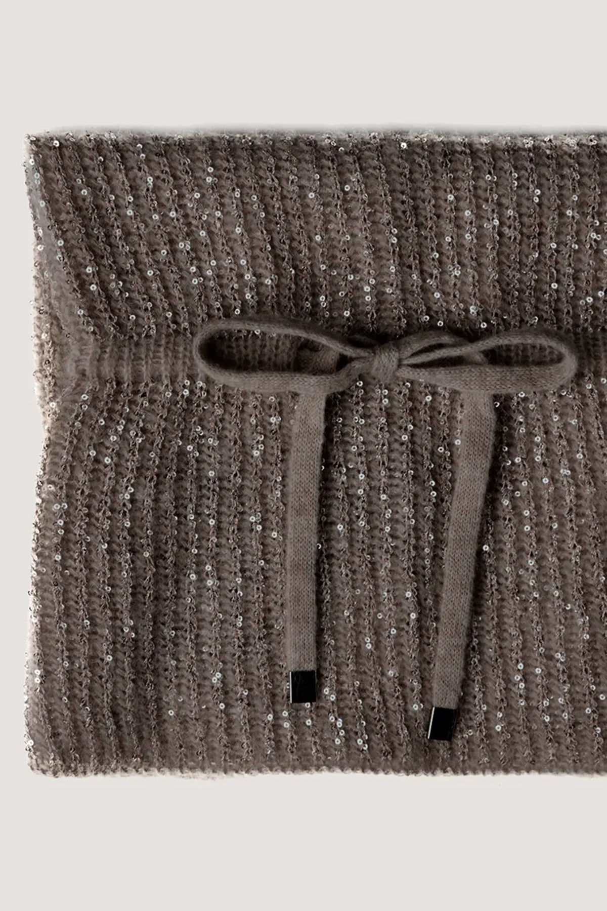 Balaclava in alpaca e paillettes Visone