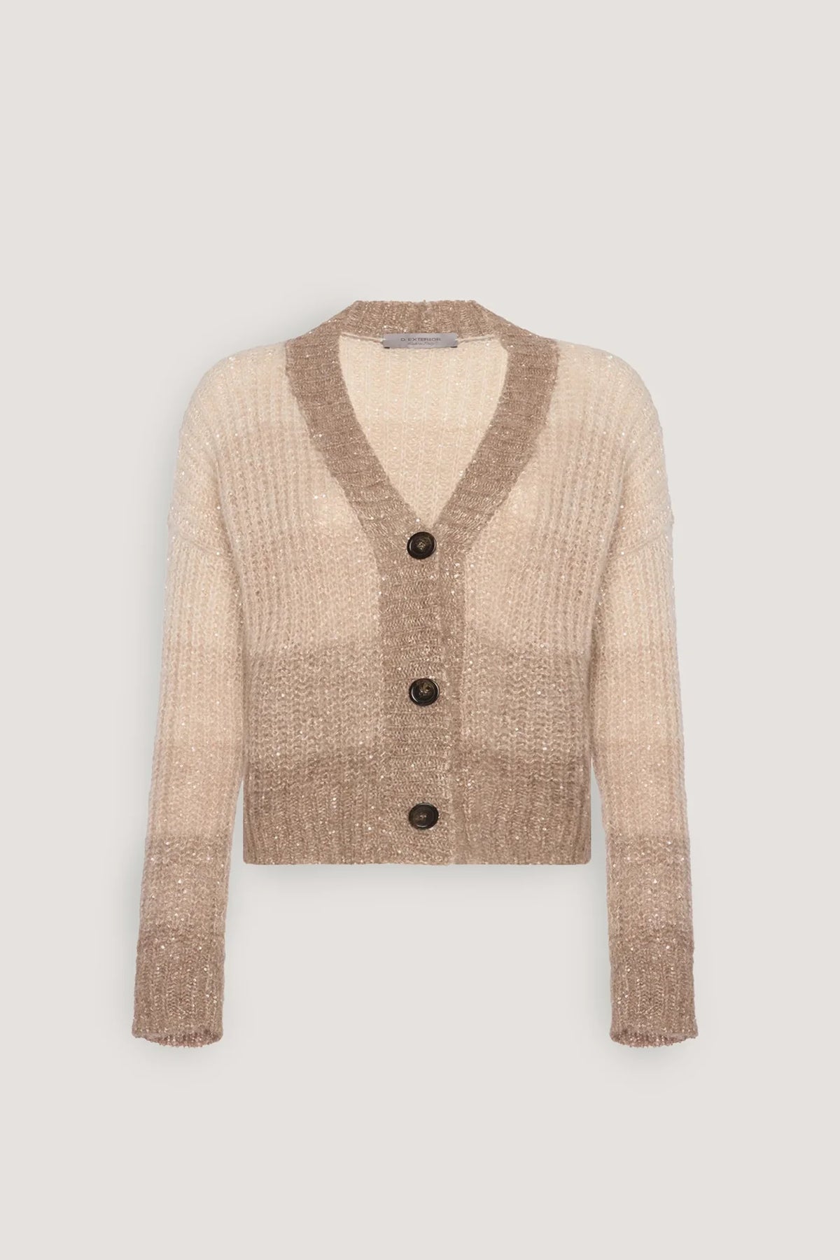 Cardigan degradè corto in alpaca e paillettes Miele