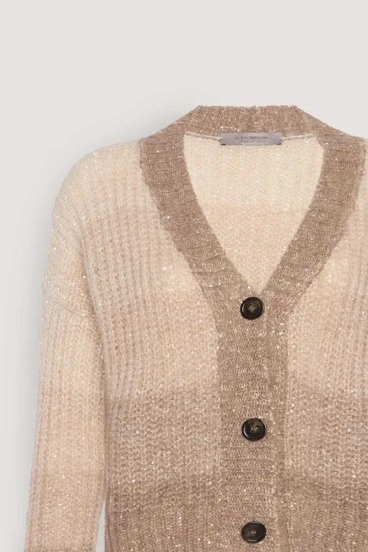 Cardigan degradè corto in alpaca e paillettes Miele