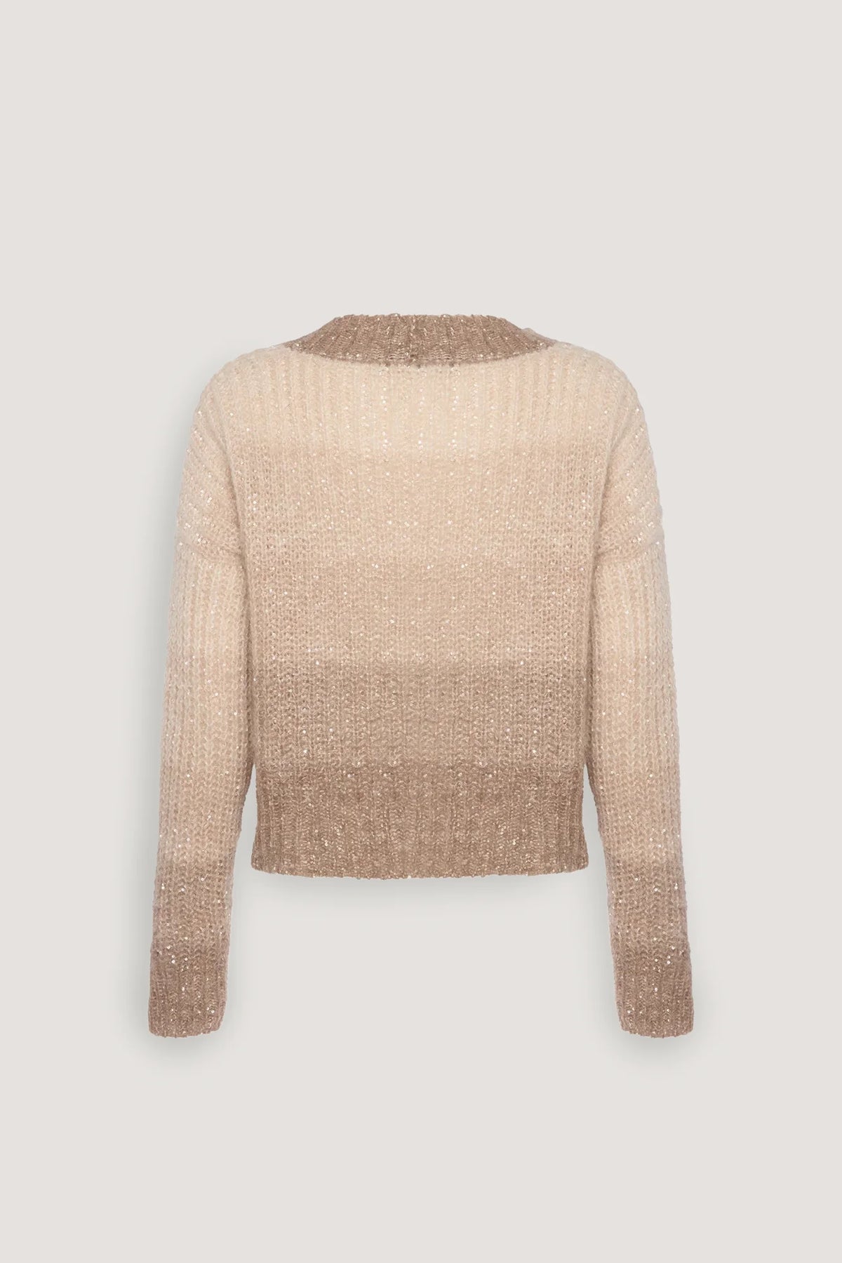 Cardigan degradè corto in alpaca e paillettes Miele