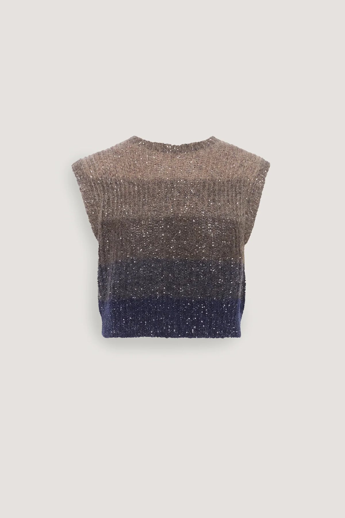 Gilet in alpaca degradè e paillettes Blu