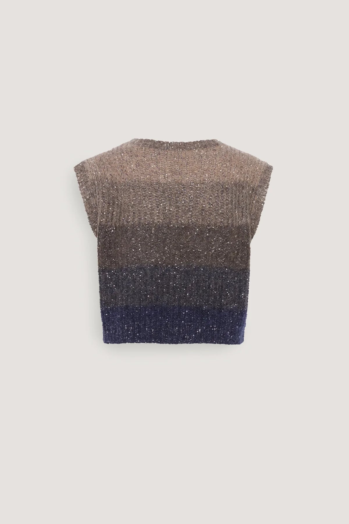 Gilet in alpaca degradè e paillettes Blu