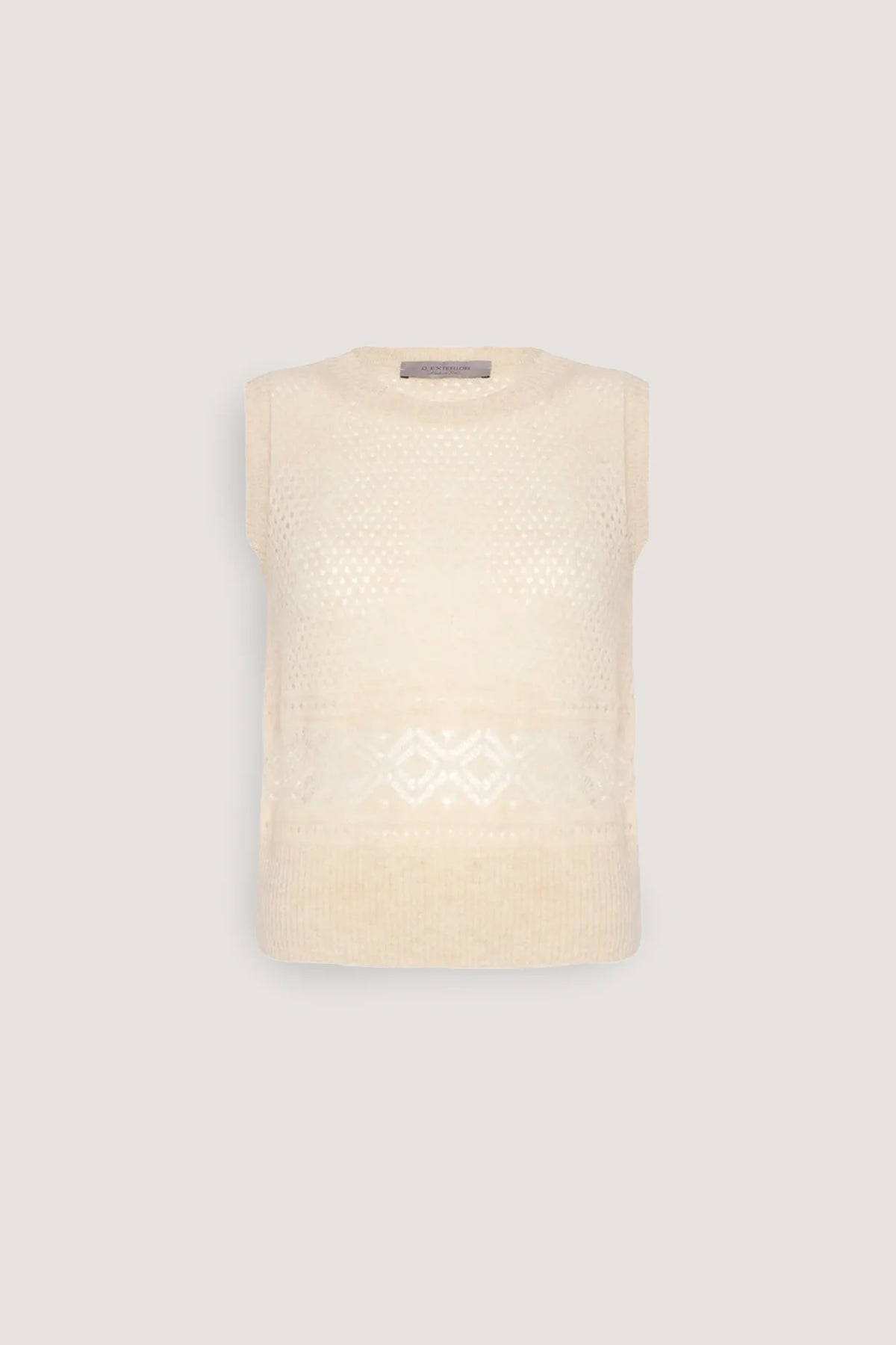 Gilet di alpaca con pizzo Vaniglia