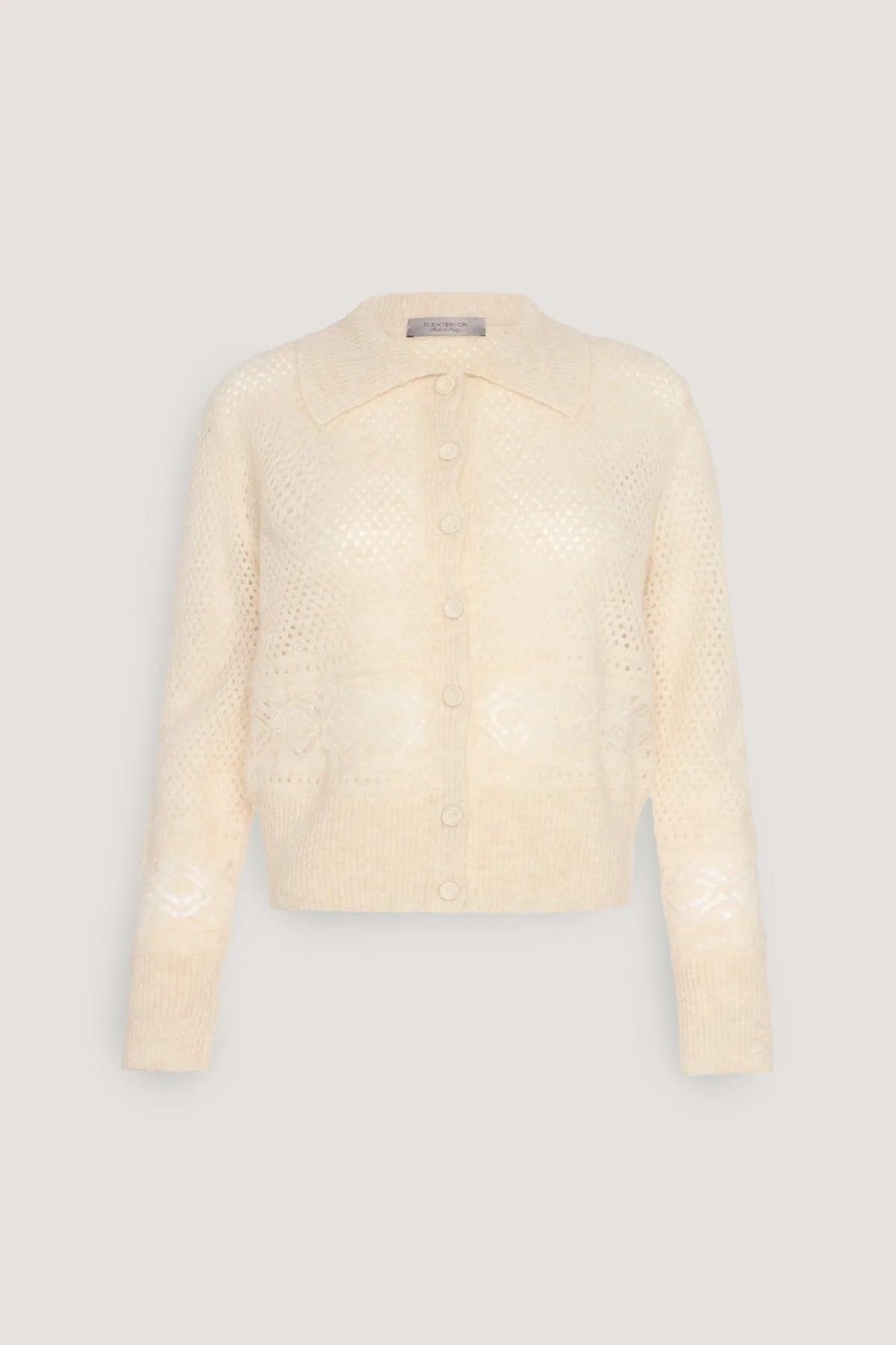 Cardigan corto in alpaca con pizzo Vaniglia