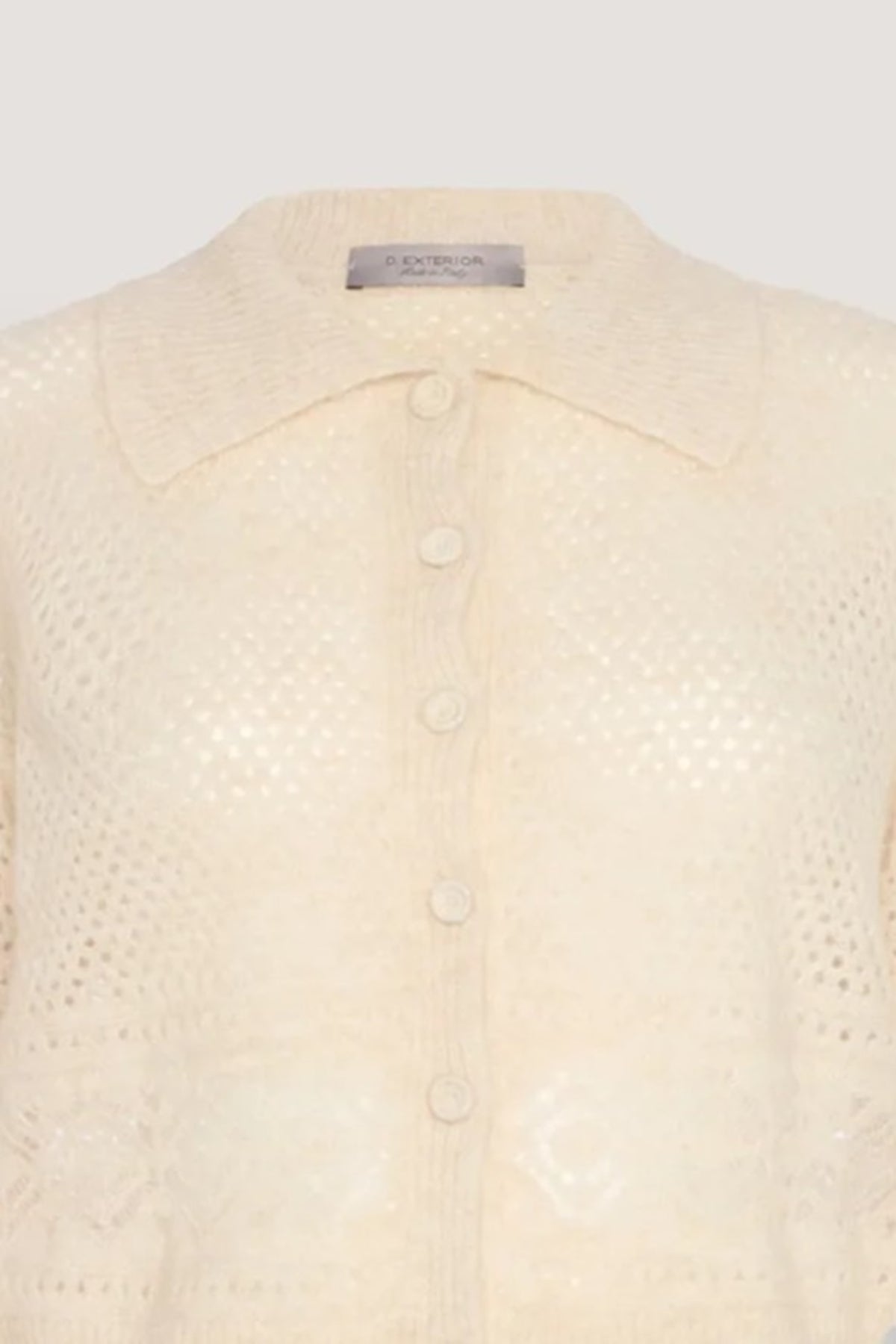 Cardigan corto in alpaca con pizzo Vaniglia