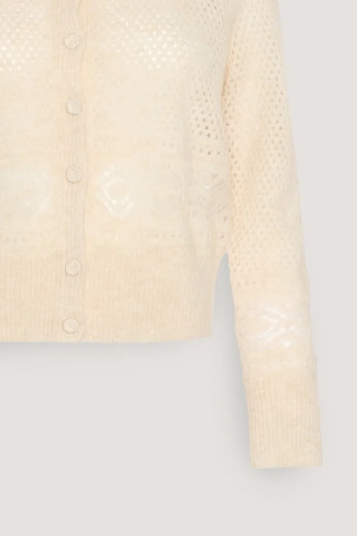 Cardigan corto in alpaca con pizzo Vaniglia