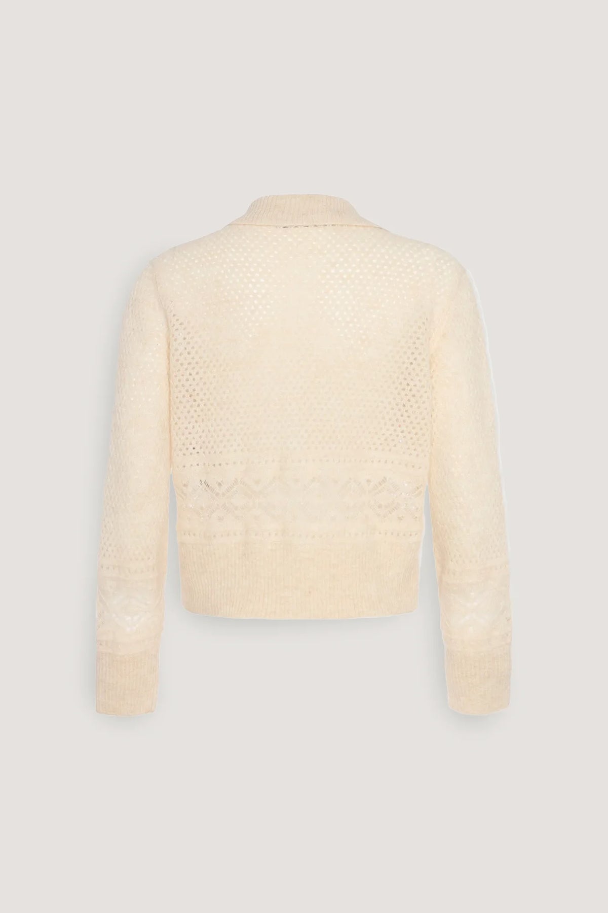 Cardigan corto in alpaca con pizzo Vaniglia