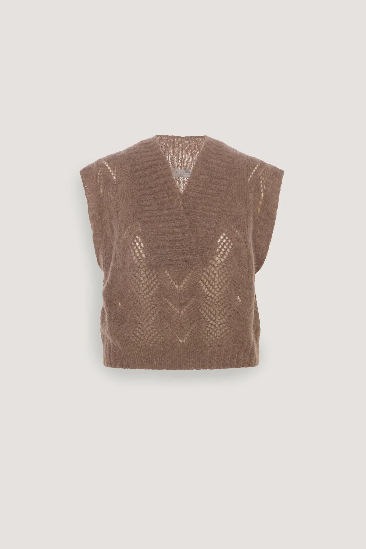 Gilet in alpaca a trecce Visone