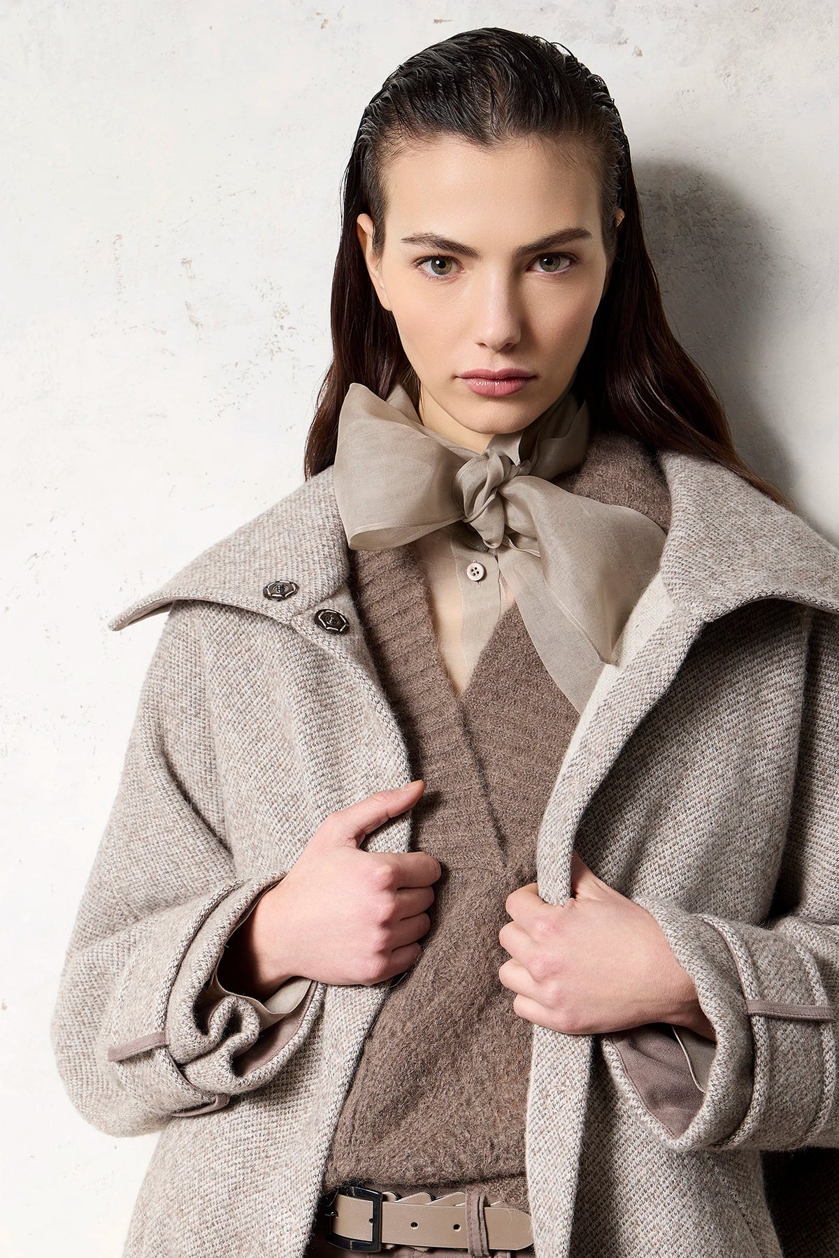 Gilet in alpaca a trecce Visone