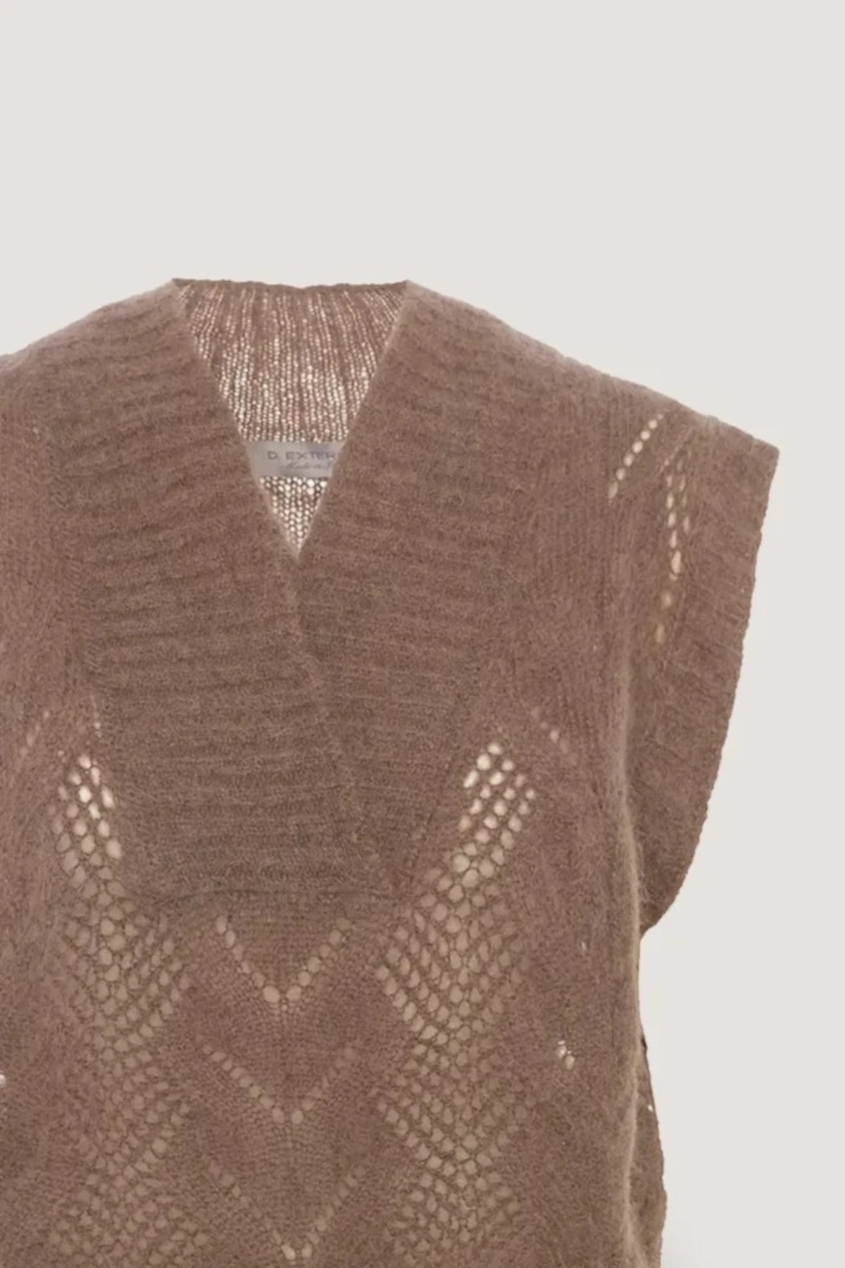 Gilet in alpaca a trecce Visone