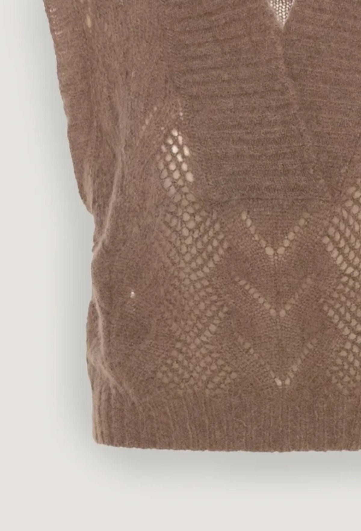 Gilet in alpaca a trecce Visone