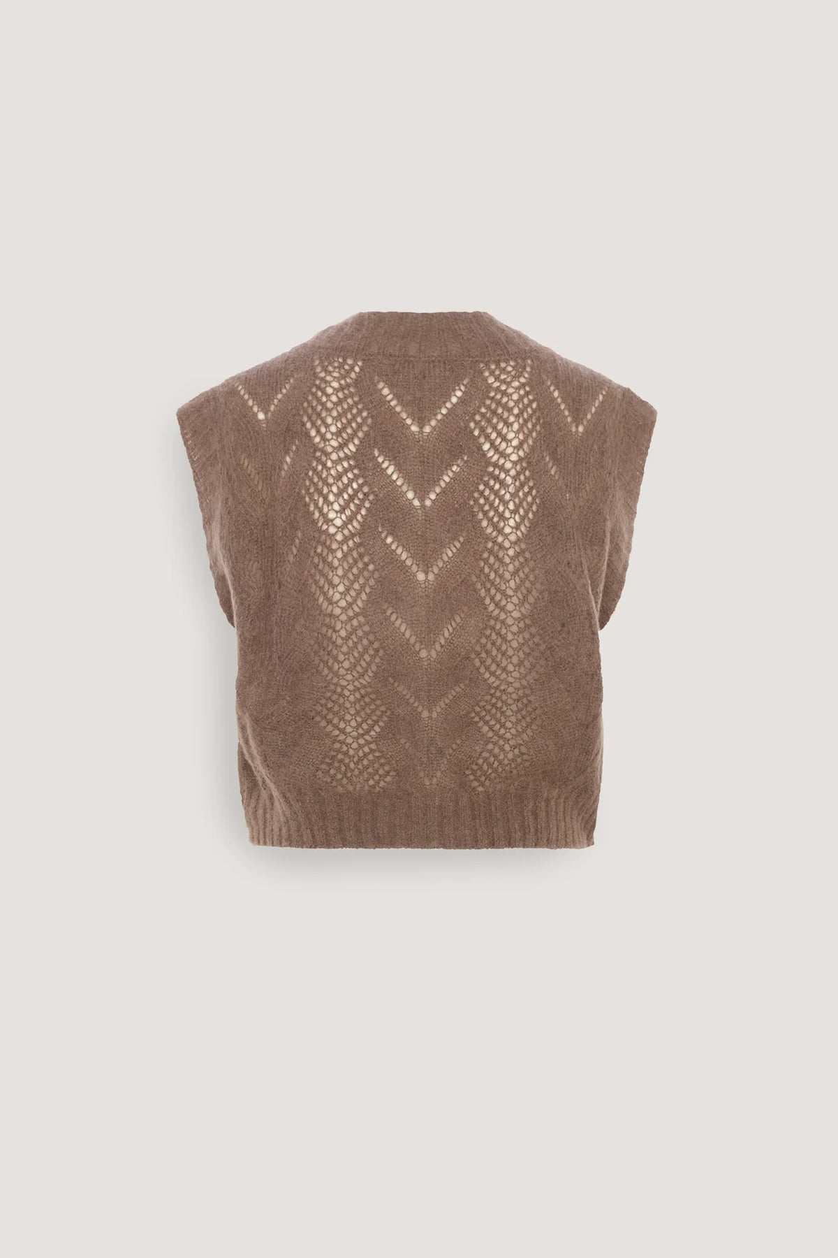Gilet in alpaca a trecce Visone