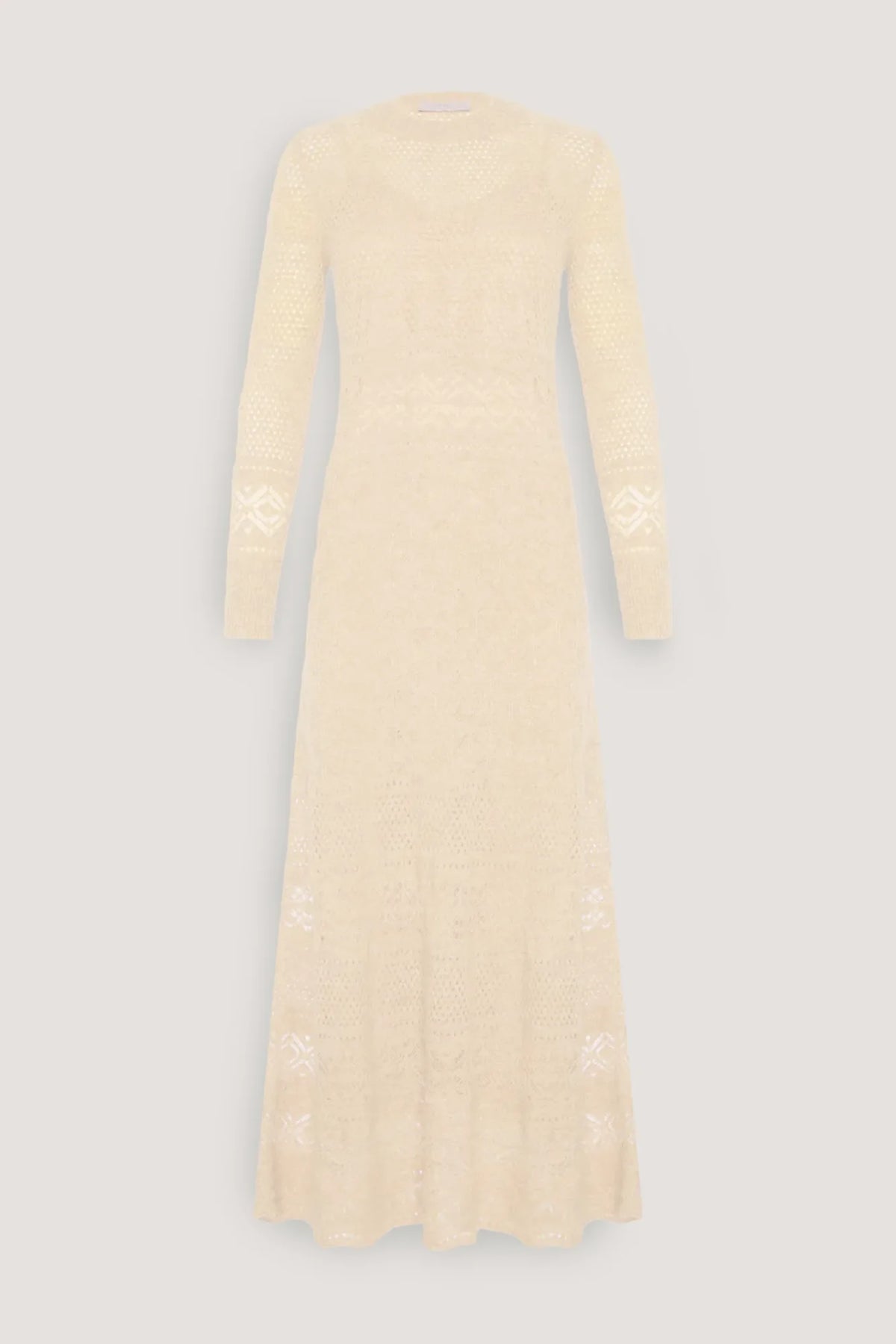 Abito lungo in alpaca con pizzo Vaniglia