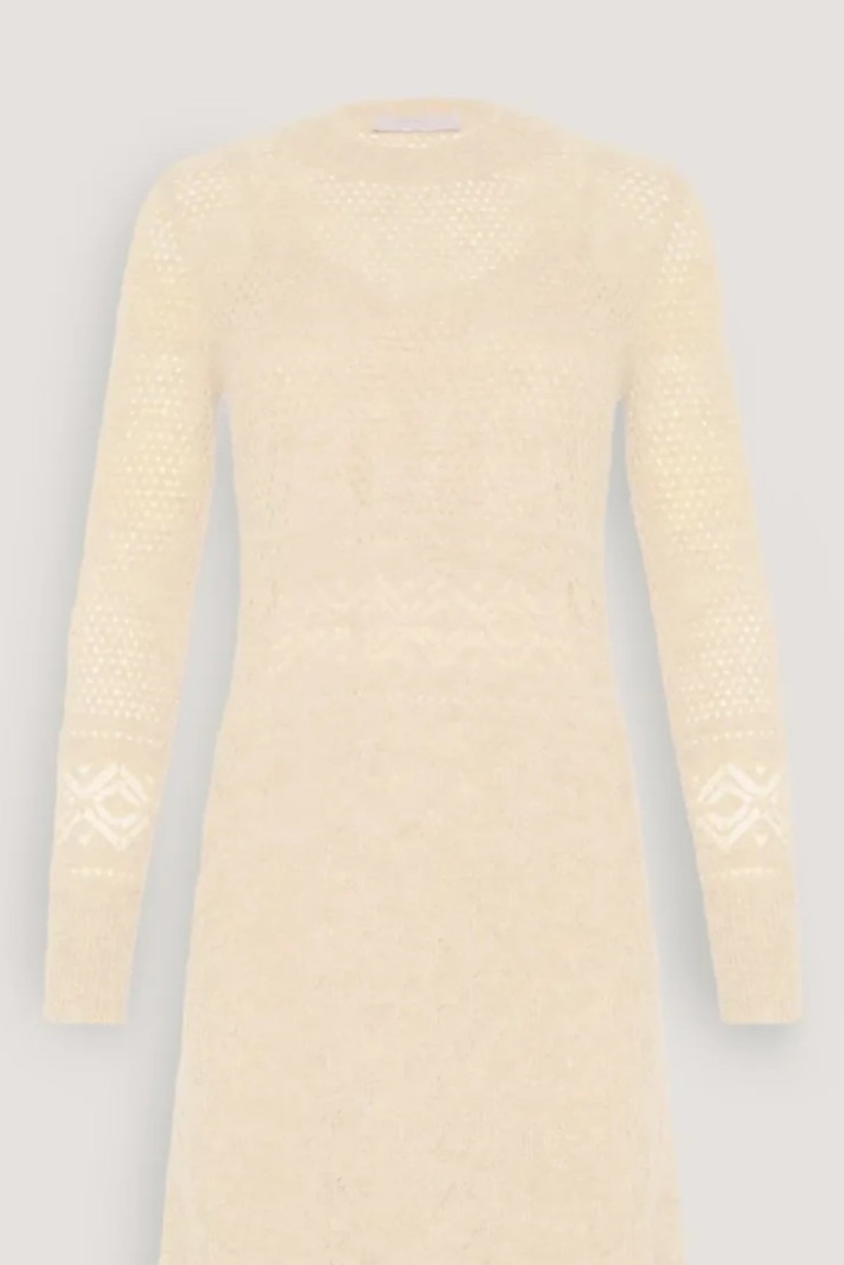 Abito lungo in alpaca con pizzo Vaniglia