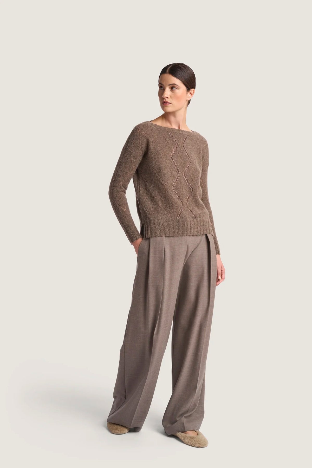 Girocollo in alpaca con rombi Visone